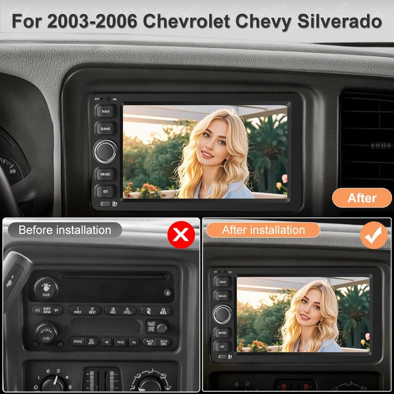 Vratzn [2G+64G] Vratzn Android 13 Car Radio Stereo for 2003-2006 Chevrolet Chevy Silverado Impala Tahoe GMC Sierra Yukon with Backup Camera Wireless Carplay Android Auto GPS FM Bluetooth - Image 2
