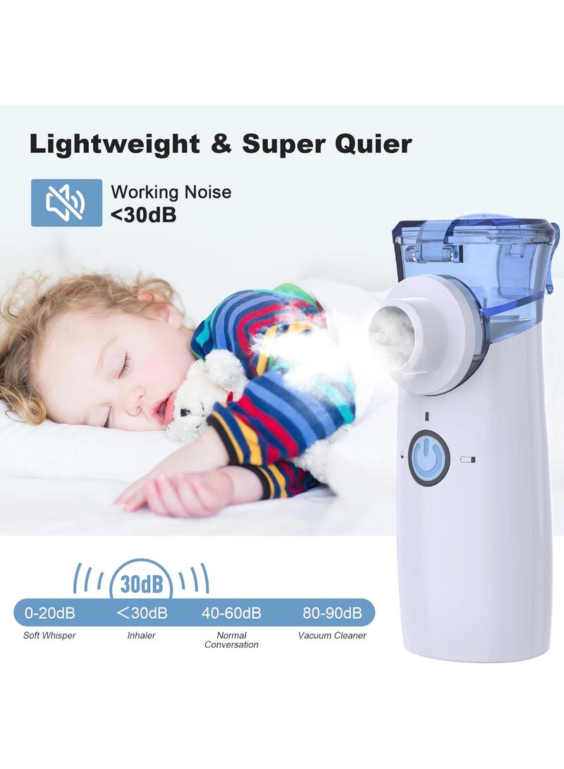جهاز استنشاق احترافي محمول وقابل لإعادة الشحن للبالغين والأطفال - نيبولايزر صامت بالموجات فوق الصوتية مع تحكم في رذاذ قابل للتعديل - نظام دعم تنفسي عالي الكفاءة للمنزل والسفر - جهاز استنشاق شبكي يدوي متطور - Image 4