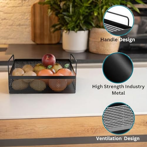 flymore 1-Tier Metal Square Kitchen Rack Stand Organiser | Countertop Organizer Kitchen Bathroom Standing Rack | Spice, Oil, Masala, Cosmetic & Bathroom Vanity Storage Rack Shelf | Dark Black - Image 5