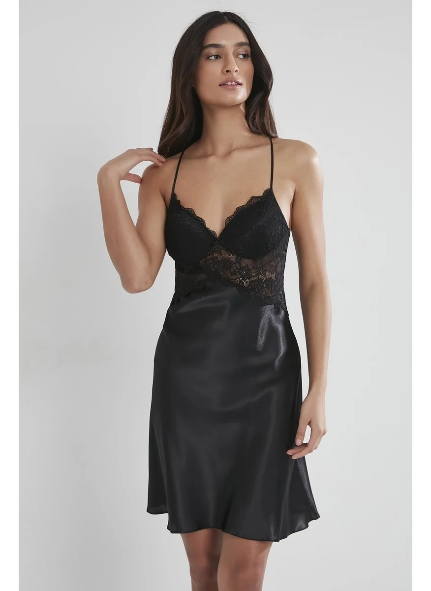 pierre cardin Satin Lace Nightgown & Dressing Gown Set - 4050