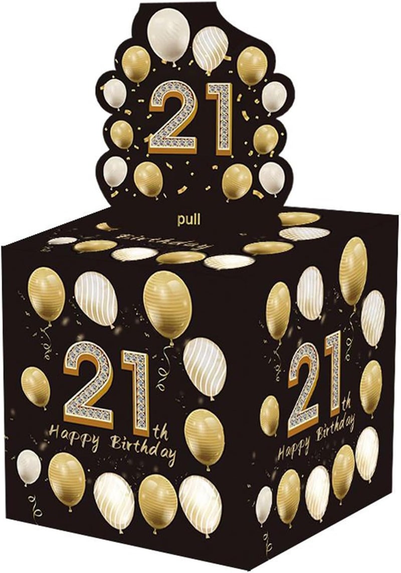 Mienocol 21th Birthday Money Box for Cash Gift,Black Gold Pull Surprise Money Gift Box for Women Men 21th Birthday Presents,Birthday Gift Money Box Money Presentation Box for Cash Gifts Birthday - Image 3
