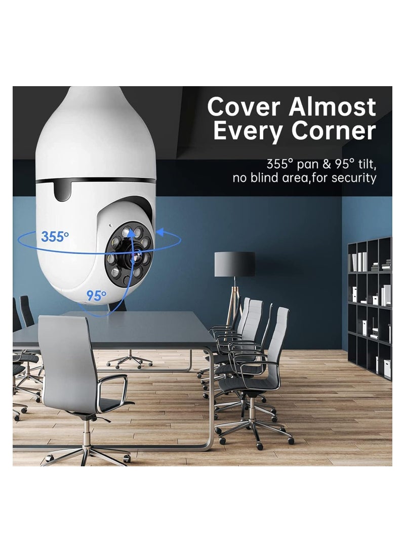 2 Pack Wireless Light Bulb Camera, 360°Panoramic Security Camera, 2.4GHz WiFi Smart 1080P Outdoor Surveillance Camera - Image 4