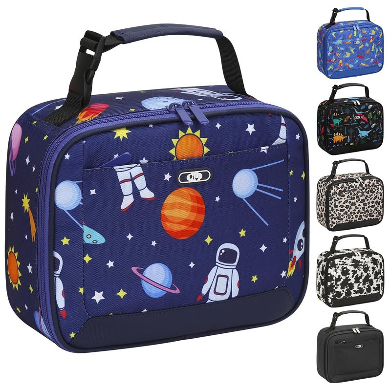 Tenot Lunch Box Kids Insulated Lunch Bag for Boys Girls Cute Reusable Lunch Tote Bag Waterproof Portable Thermal Lunch Box Kids for School Picnic Travel Blue Space - Image 1
