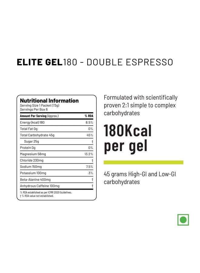 Unived Unived Elite Gel, 2:1 Carbohydrate Ratio, 45g Carbs, Beta-Alanine, Sodium Bicarbonate, & Essential Electrolytes, 190kcal & Gluten-Free (Double Espresso - 100mg Caffeine - 6 Pack)  - Image 3