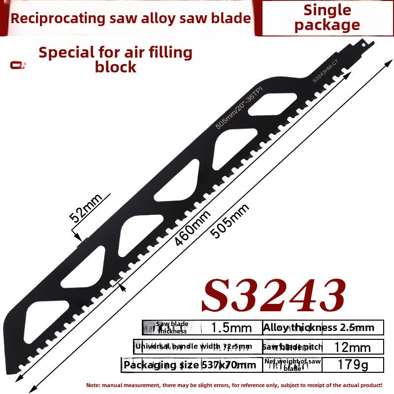Reciprocating Saw Saber Saw Blade Alloy Saw Blade Air Block Cutting Red Brick Stone Electric Saw Cutting Machine(S3243) - Image 1