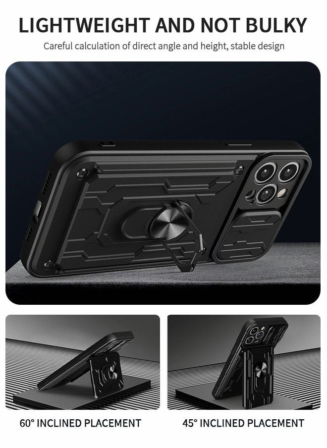 GROIC Case for IPhone 14 Pro Max 6.7 Inch Case with Removable Kickstand and Card Holder, Slide Camera Cover Hybrid Heavy Duty Hard Luxury Phone Sheel  - Image 4