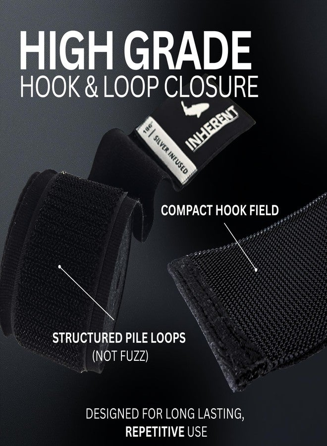INHERENT Boxing Hand Wraps 180” (4.5M) Anti-Odor Technology Silver-Infused, Semi-Elastic Support, Premium Hook & Loop Closure, Thumb Loop UP Label - Martial Arts & MMA Training Inner Gloves (Black) - Image 4