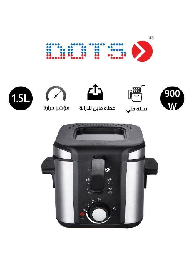 دوتس قلاية زيت دوتس، 1.5 لتر، تحكم في درجة الحرارة، 800-900 واط، فضي - Image 1