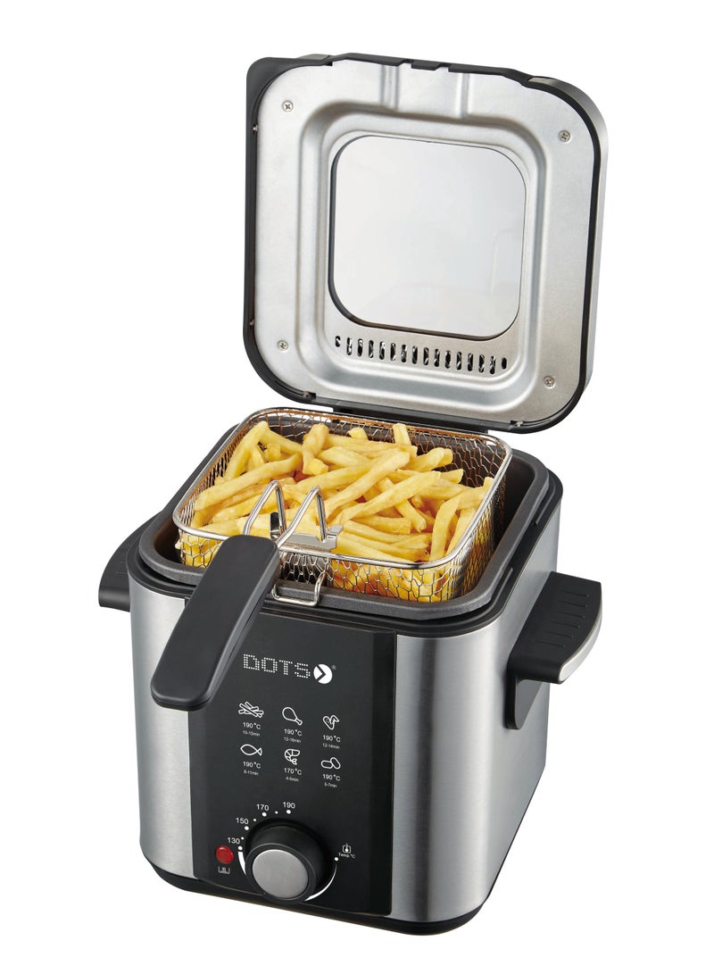 دوتس قلاية زيت دوتس، 1.5 لتر، تحكم في درجة الحرارة، 800-900 واط، فضي - Image 1