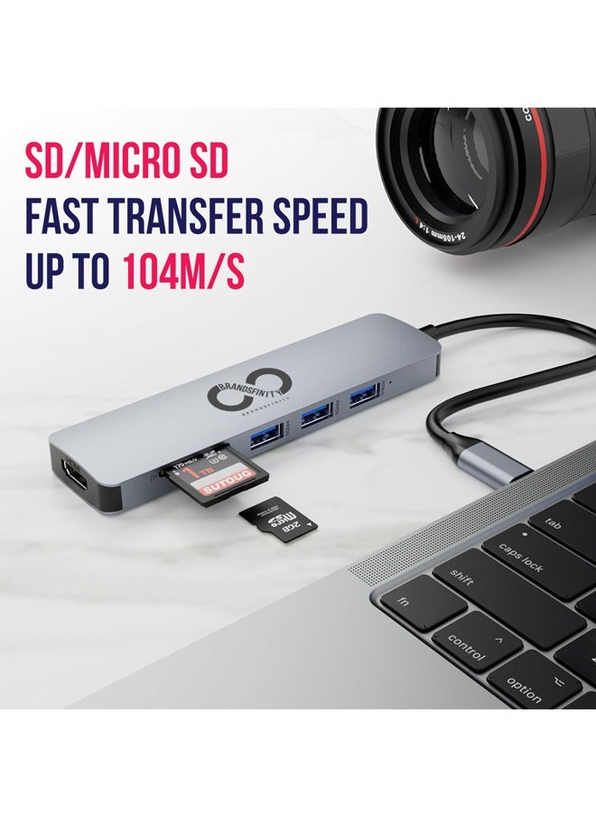 BRANDSFINITY - USB Type C Hub 6-IN-1 - Expand Your Connectivity with Multiple Ports for Enhanced Productivity - Image 1