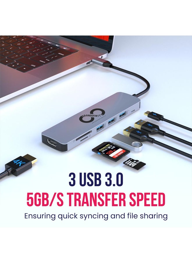 BRANDSFINITY - USB Type C Hub 6-IN-1 - Expand Your Connectivity with Multiple Ports for Enhanced Productivity - Image 1