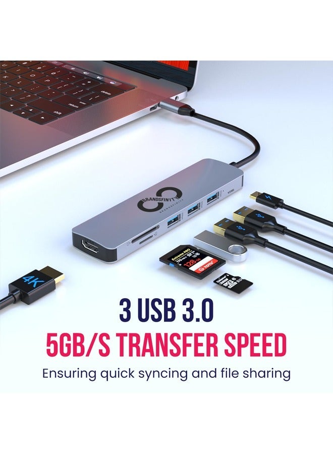 BRANDSFINITY USB Type C Hub 6-IN-1 - Expand Your Connectivity with Multiple Ports for Enhanced Productivity - Image 4