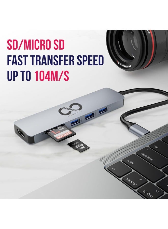 BRANDSFINITY USB Type C Hub 6-IN-1 - Expand Your Connectivity with Multiple Ports for Enhanced Productivity - Image 3