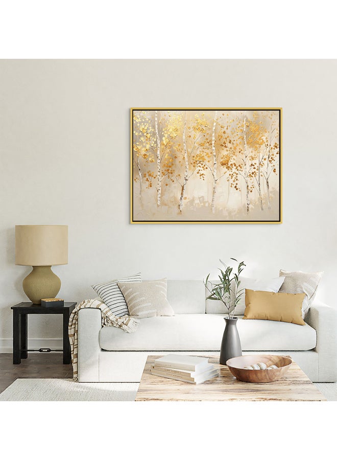 آرت دیکور  ديكور فني مؤطر قماش جدار الفن من الأشجار الذهبية المجردة اللوحة طبيعة محايدة اللون المناظر الطبيعية طباعة جدار ديكور للمنزل مكتب غرفة المعيشة غرفة نوم الهدايا - Image 2