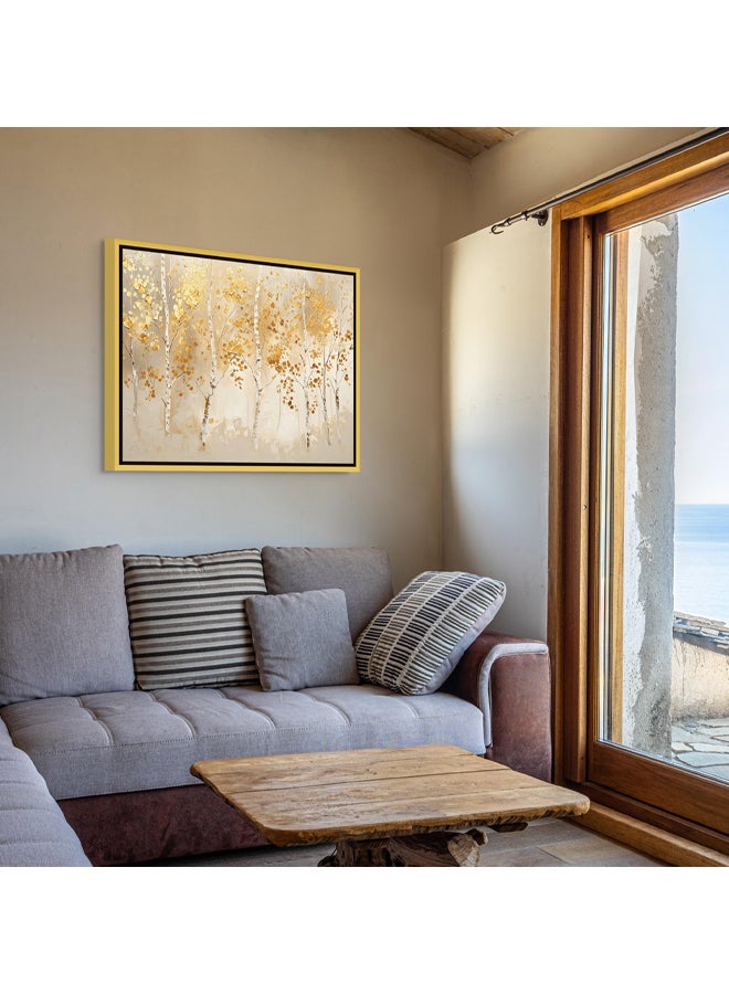 آرت دیکور  ديكور فني مؤطر قماش جدار الفن من الأشجار الذهبية المجردة اللوحة طبيعة محايدة اللون المناظر الطبيعية طباعة جدار ديكور للمنزل مكتب غرفة المعيشة غرفة نوم الهدايا - Image 3