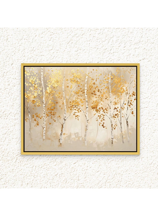 آرت دیکور  ديكور فني مؤطر قماش جدار الفن من الأشجار الذهبية المجردة اللوحة طبيعة محايدة اللون المناظر الطبيعية طباعة جدار ديكور للمنزل مكتب غرفة المعيشة غرفة نوم الهدايا - Image 1
