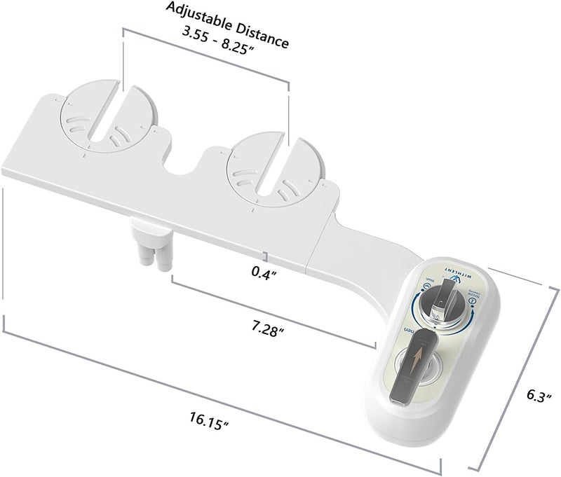 WITHLENT Left Handed Bidet Attachment for Toilet - Self-Cleaning control panel on left side Dual Nozzle (Frontal & Rear Wash) Non-Electric Adjustable Water Pressure, Water Bidet Toilet Seat Attachment - Image 5