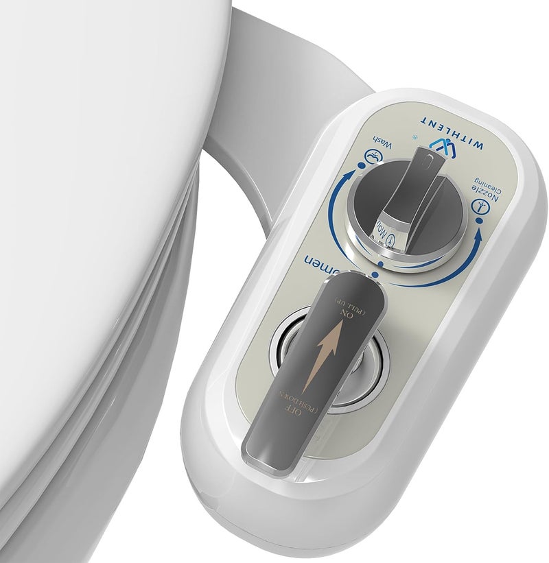 WITHLENT Left Handed Bidet Attachment for Toilet - Self-Cleaning control panel on left side Dual Nozzle (Frontal & Rear Wash) Non-Electric Adjustable Water Pressure, Water Bidet Toilet Seat Attachment - Image 1