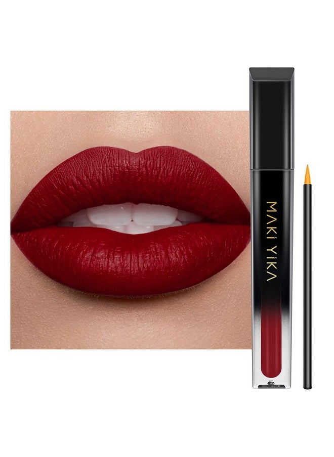MAKI YIKA - MAKI YIKA Dark Red Lipstick for Women Color Stay Long Lasting Lipsticks, No Smudge Matte Liquid Lipstick Transferproof Cruelty-Free Lip Color | PARTY GO - Image 1