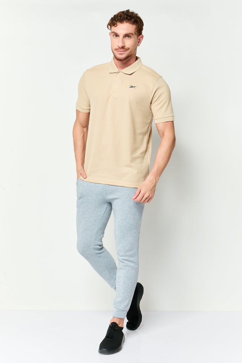 Reebok Men Sportswear Fit Short Sleeve Outdoor Polo Shirt, Tan - Image 2