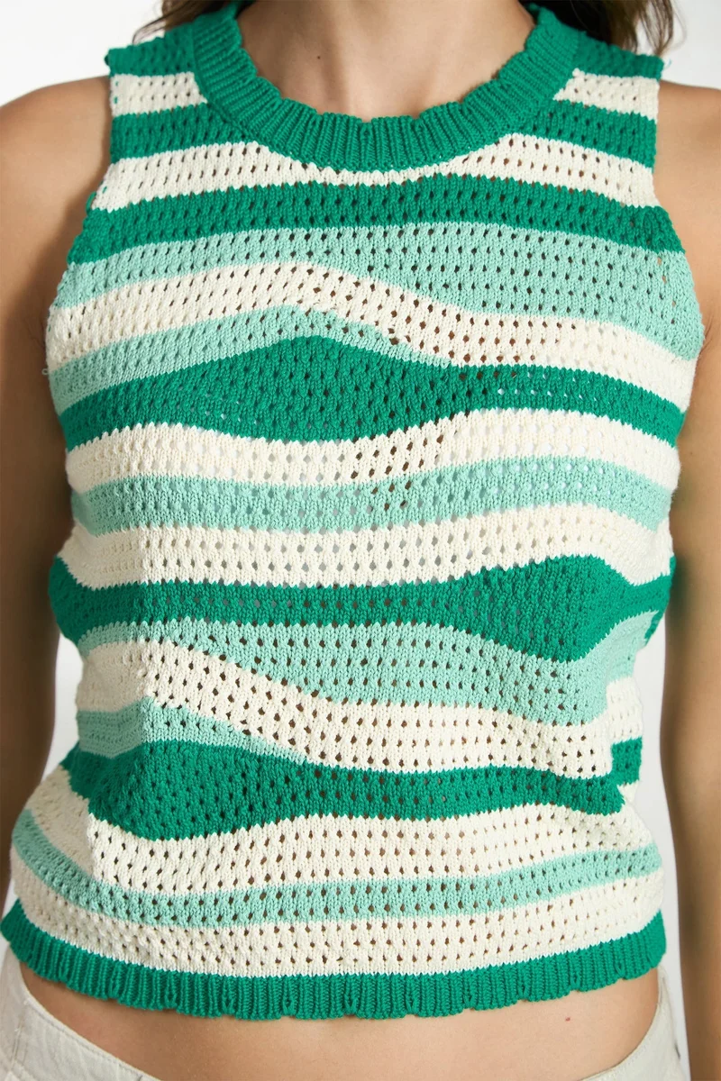 Virgio  VIRGIO 100% Cotton Multicolour Sleeveless Knit Top for Women | Best Price UAE