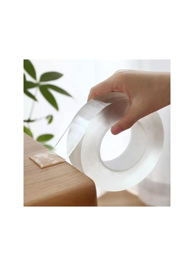 PROMASS promass 5 Meter Magic Improvement Double Sided Tape Mounting Transparent Trace Less Acrylic REUse Washable Waterproof Adhesive Tape 5M  - Image 2