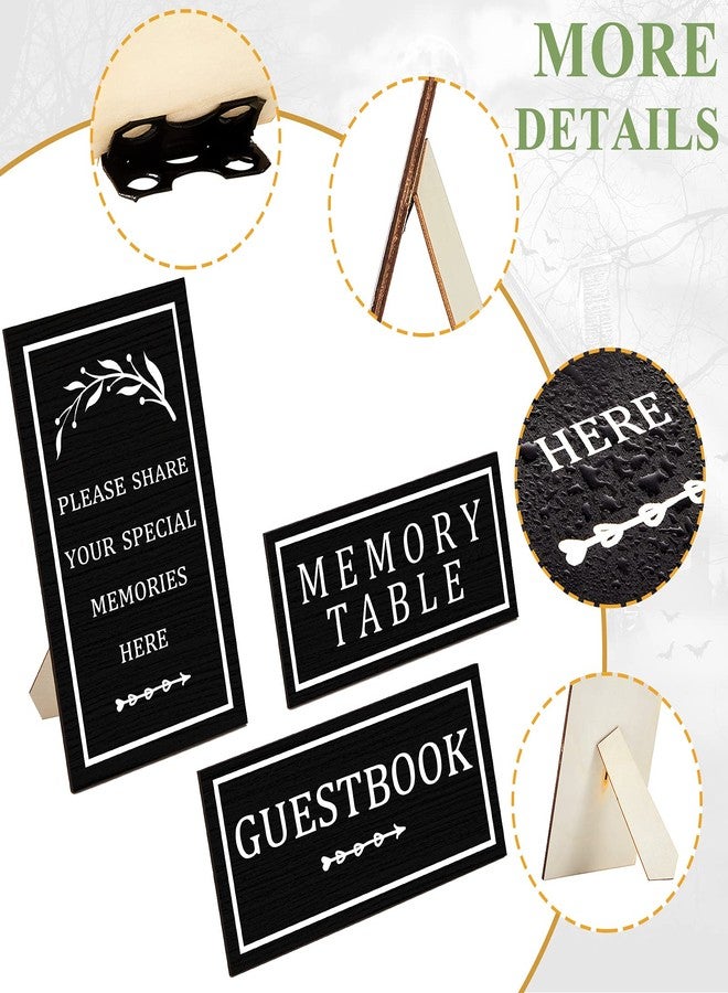 Chinco 3 PCS Wooden Funeral Table Signs Wood Share Memory Sign Black Guest Book Sign Celebration of Life Funeral Memorial Sign Table Decoration Condolence Sign for Funeral Decorations Celebration of Life - Image 3