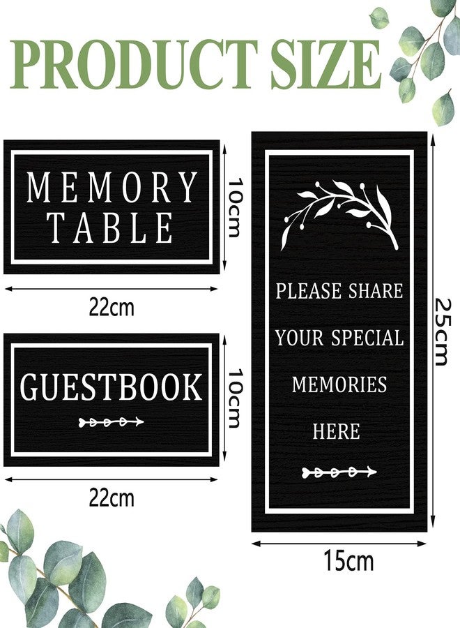 Chinco 3 PCS Wooden Funeral Table Signs Wood Share Memory Sign Black Guest Book Sign Celebration of Life Funeral Memorial Sign Table Decoration Condolence Sign for Funeral Decorations Celebration of Life - Image 2