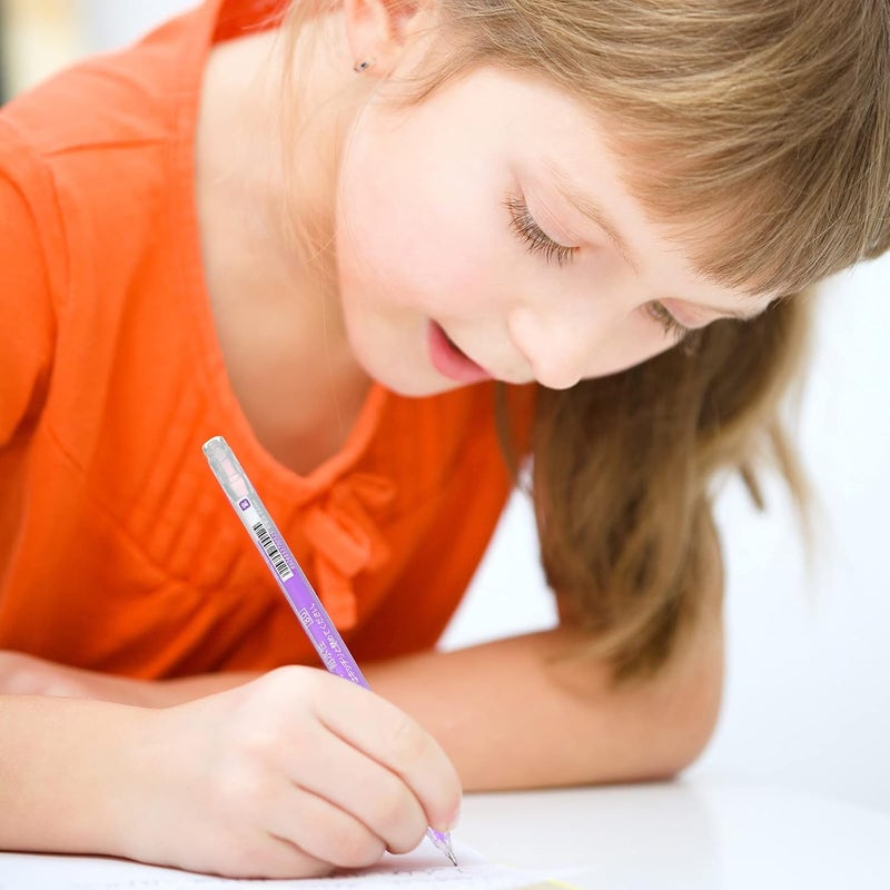 klarako 15 Pieces Purple Color Gel Ink Pen Set Quick-Drying Pens Liquid Ink Rollerball Medium Point Fluorescent Purple Pens for Offices Schools Stationery Supplies Children Students Teacher - Image 5