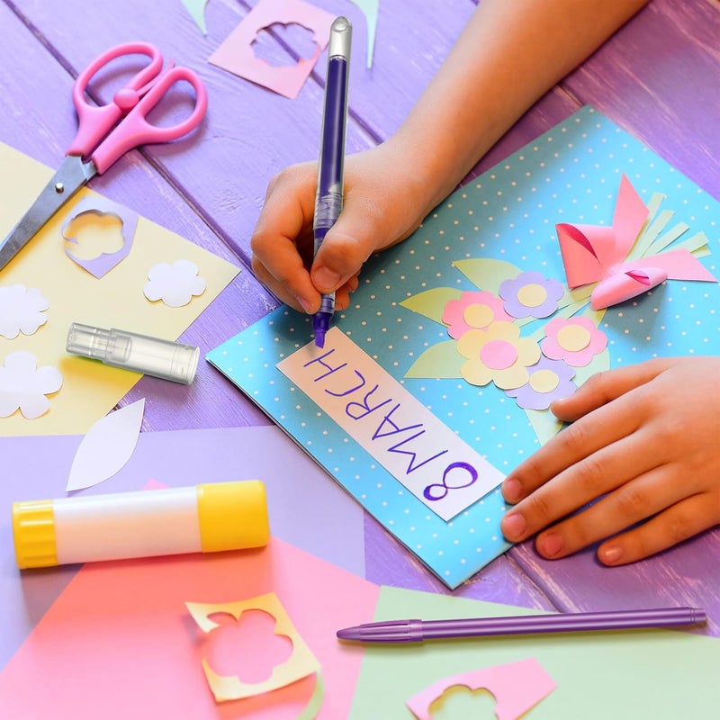 klarako 15 Pieces Purple Color Gel Ink Pen Set Quick-Drying Pens Liquid Ink Rollerball Medium Point Fluorescent Purple Pens for Offices Schools Stationery Supplies Children Students Teacher - Image 4