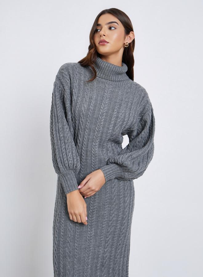 ستايلي فستان ميدي محاك بكابل رمادي - Image 2