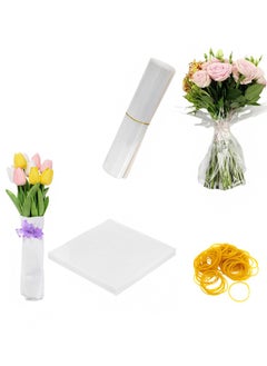 Aikanbo Bouquet Water Retention Set, 15X25cm Flower Water Retention Bag (50pcs), 30X30cm Flower Water Absorbent Cotton (5pcs), Rubber Band (100pcs), Suitable For Flower Shop Supplies, Flower Water Absorbent Tube Replacement, Rose Flower Arrangement Packaging Bag  - Image 1