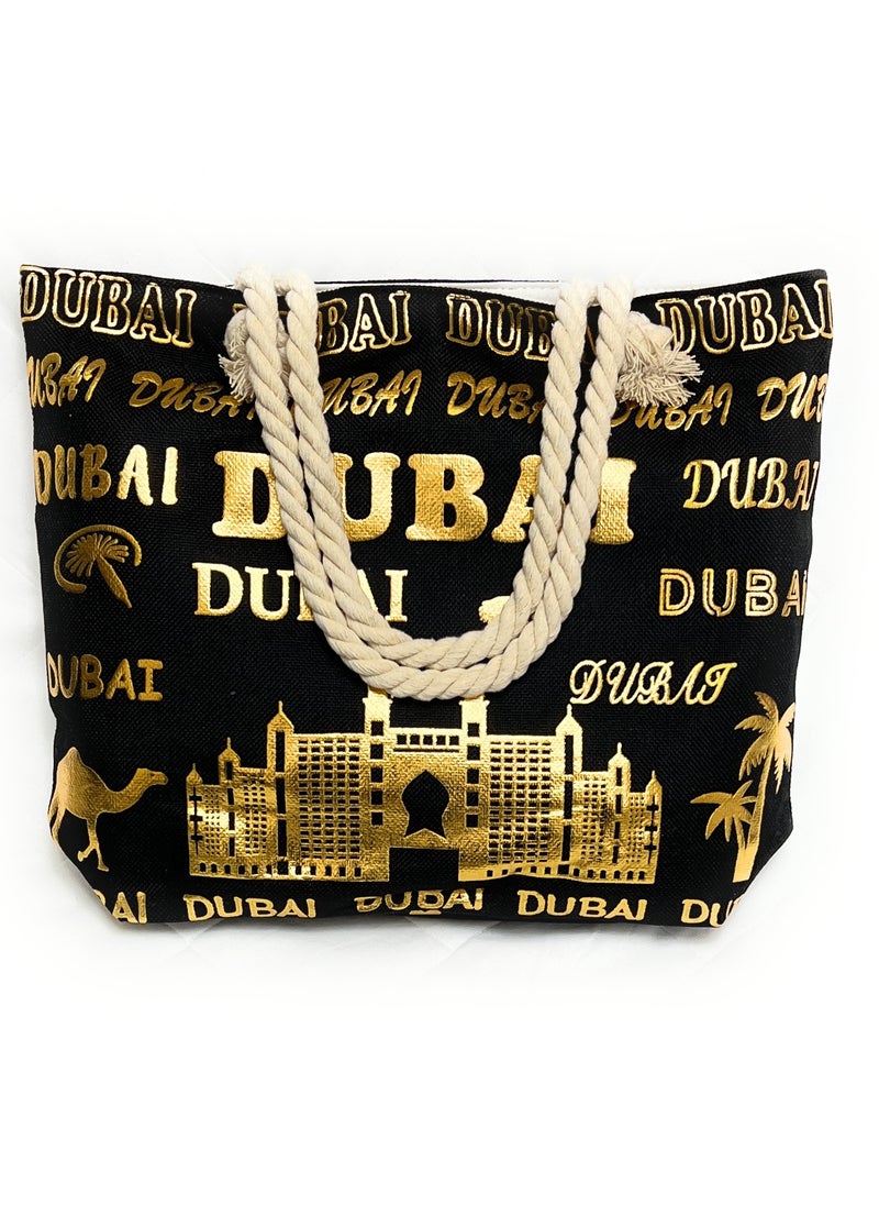 VIO Women Assorted Design Reusable Eco friendly Handbag Multipurpose Canvas Tote Bag Souvenir Gift Bag Fashion Cloth Bag For Women Outdoor Bag for Shopping Grocery Outdoor Traveling Beach Picnic Black  - Image 1