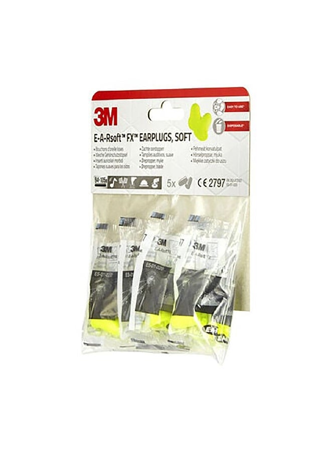 3M - 10-Piece 94-105 dB E-A-RSoft FX Tapered Design Comfortable Safety Earplugs Yellow 17.2 x 3 x 3 cm UU011008610 - Image 1