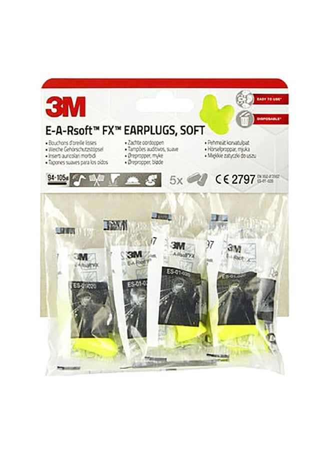 3M - 10-Piece 94-105 dB E-A-RSoft FX Tapered Design Comfortable Safety Earplugs Yellow 17.2 x 3 x 3 cm UU011008610 - Image 1