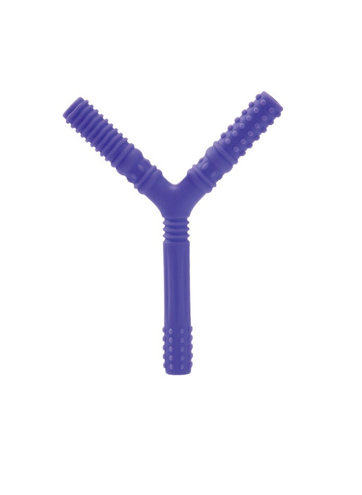 platube Baby Teething Tube, Soft And Durable Infant Teething Toys, Easy To Clean Hollow Silicone Baby Teether, Lightweight And Flexible Chew Straws For Toddlers, (1pc, Y Shaped Purple) - Image 1