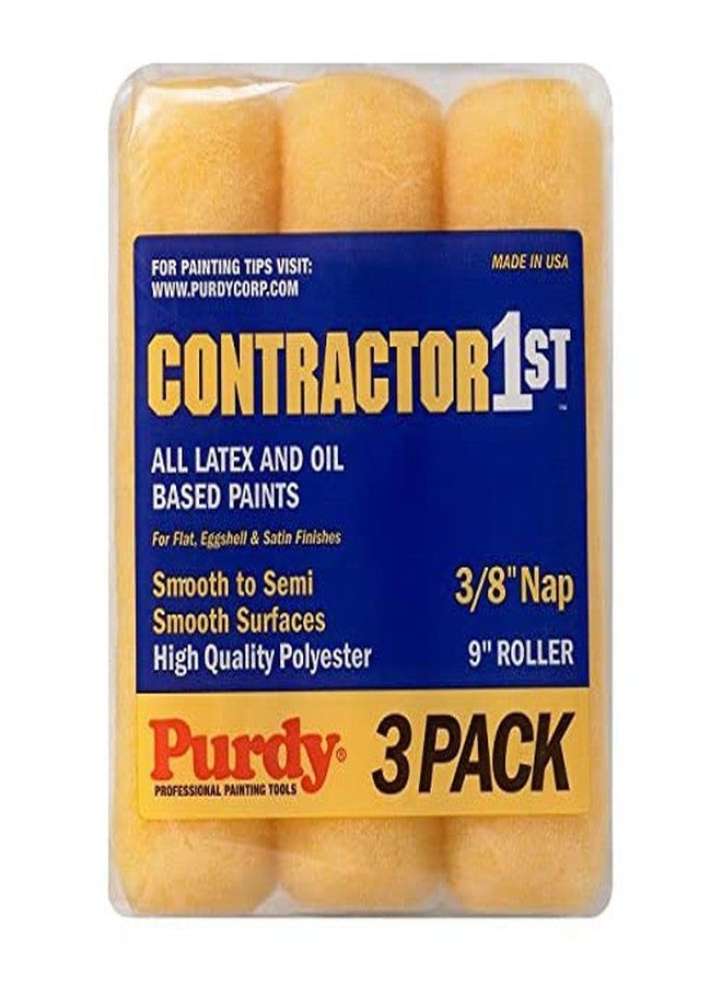 Purdy Contractor 1st Polyester 3/8 in. x 9 in. W For Smooth to Semi Smooth Surfaces 3 pk Paint Roller Cover - Image 1