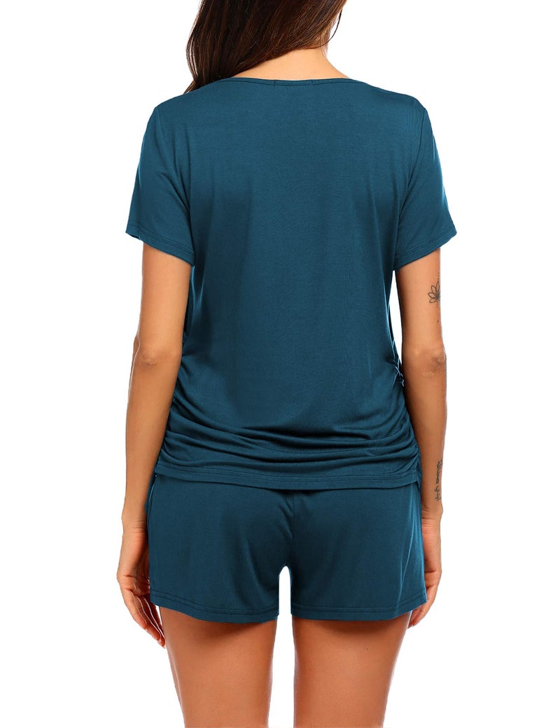 Ekouaer طقم بيجامة للنساء من إيكواير للرضاعة للأمومة/الرضاعة الطبيعية/الولادة/ملابس المستشفى لون تيل L - Image 5