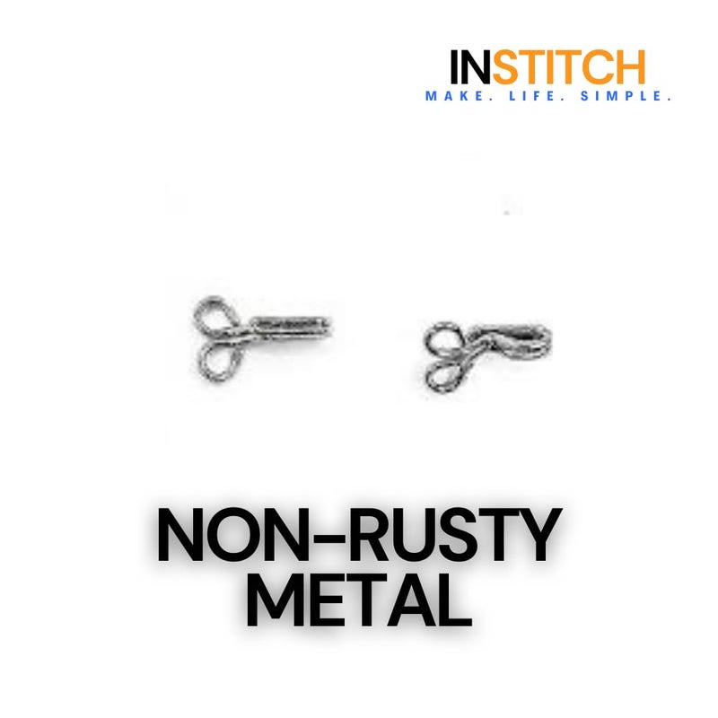 INSTITCH INSTITCH Blouse Hooks Stainless Steel for BlouseDresses Tailoring Pack of 100 pc Silver  - Image 5
