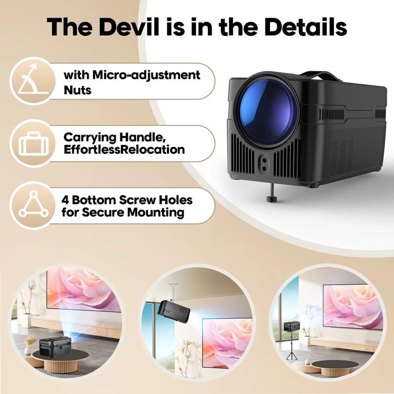 900ANSI HY450C 8K & 4K Native 1080P Ultra Wide Projector, Allwinner H716, Auto Shift, BT5.4, WIFI6, Voice Assistant - Image 2