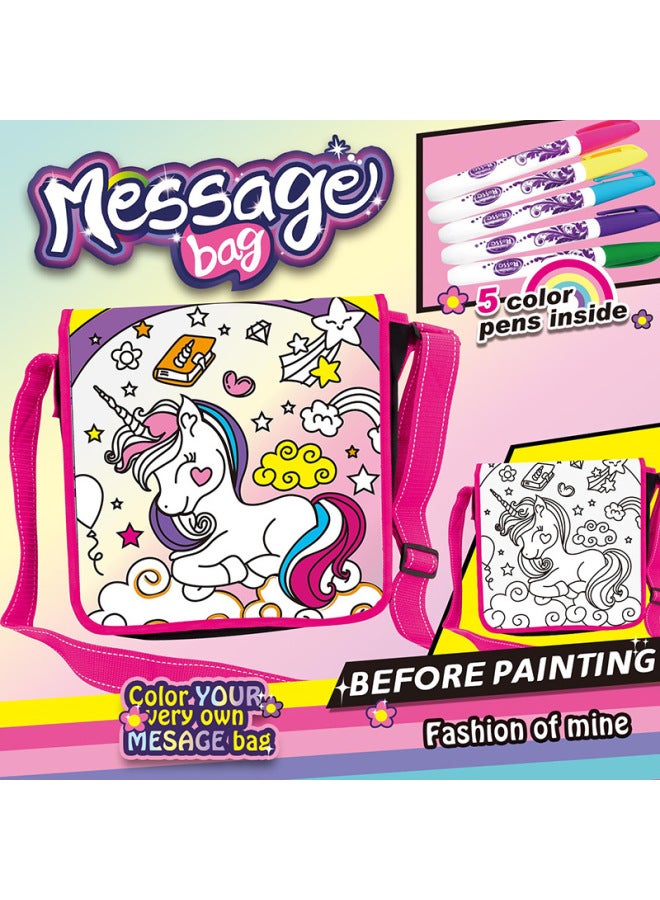 Hot Children's DIY Painted Watercolor Handbag Promotes Children's Color Cognition Painting Ability-Color:Jx20422 Mermaid-diy Painted Watercolor Backpack (5 Colors Washable Pen) - Image 2