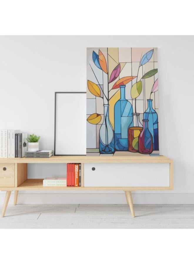 Colorful Bottles made from windows glass Printed Canvas wall art
