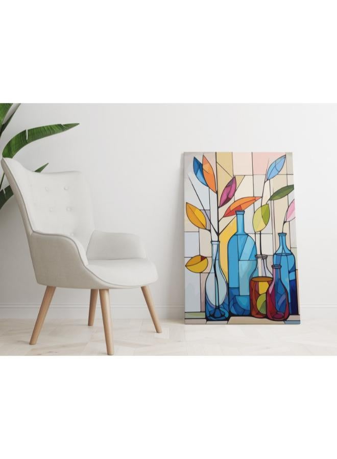 Colorful Bottles made from windows glass Printed Canvas wall art