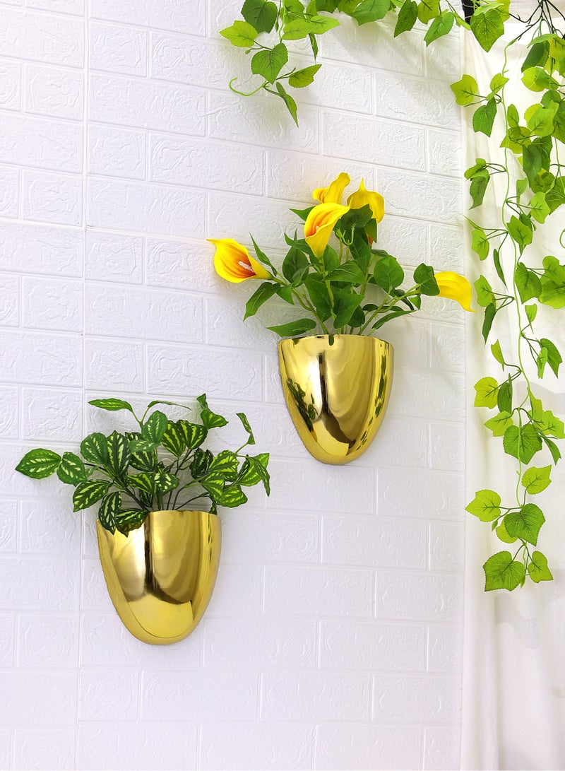 European Brass Wall Hanging Planter Set of 2 – Metal Indoor Pots for Home Décor by European Brass - Image 2