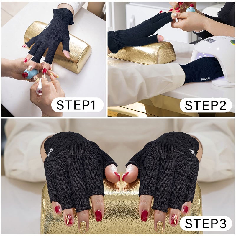 GSAFEME Cotton Gloves Eczema - Fingerless Touchscreen Moisturizing Gloves for Dry Hand Sleeping - Cotton Gloves for Men and Women, Black S/M 1 Pair - Image 4