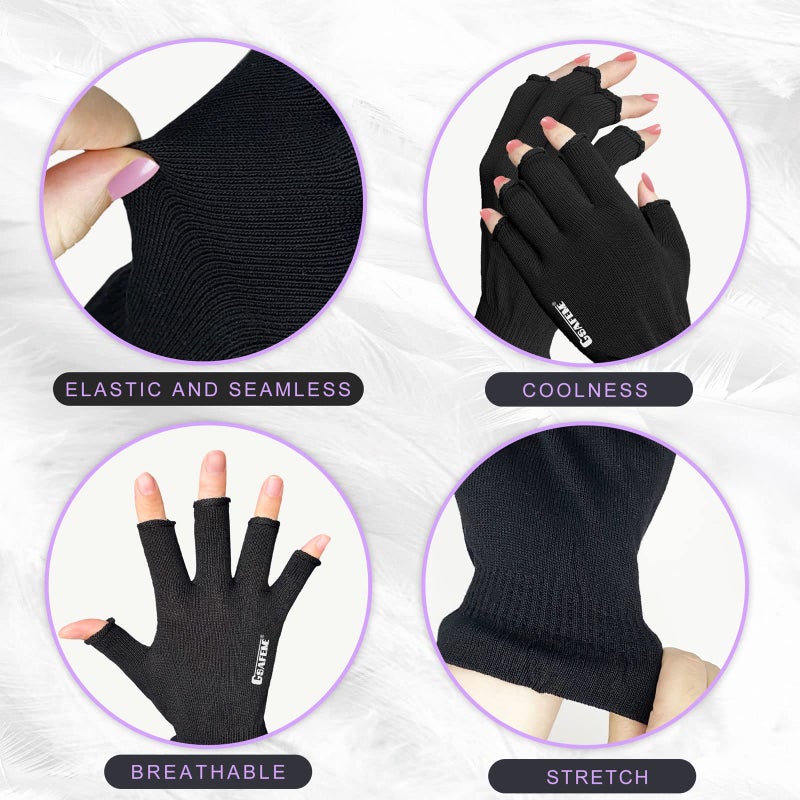 GSAFEME Cotton Gloves Eczema - Fingerless Touchscreen Moisturizing Gloves for Dry Hand Sleeping - Cotton Gloves for Men and Women, Black S/M 1 Pair - Image 3