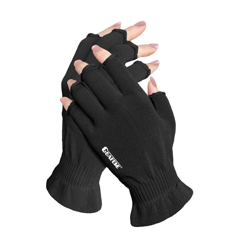 GSAFEME Cotton Gloves Eczema - Fingerless Touchscreen Moisturizing Gloves for Dry Hand Sleeping - Cotton Gloves for Men and Women, Black S/M 1 Pair - Image 1
