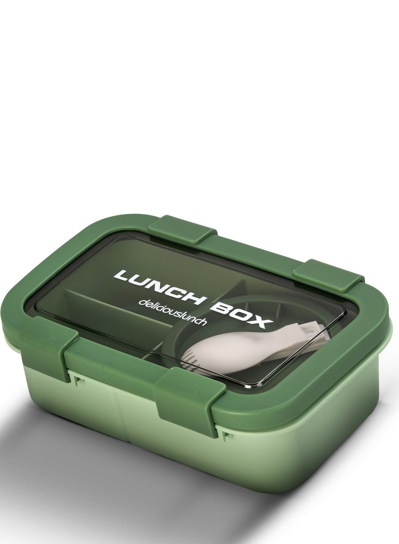 BAYBEE Kids Lunch Box for School with Spoon | Leak-Proof Tiffin Box for Boys & Girls | Bento Lunch box for Children & Women | 4 Compartment Lunch Box for Kids, Babies | Tiffin Box for School Green - Image 1