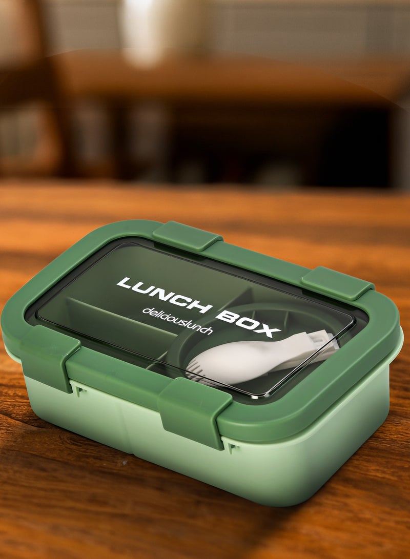 BAYBEE Kids Lunch Box for School with Spoon | Leak-Proof Tiffin Box for Boys & Girls | Bento Lunch box for Children & Women | 4 Compartment Lunch Box for Kids, Babies | Tiffin Box for School Green - Image 2