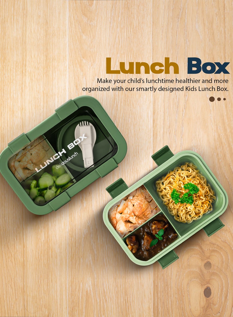 BAYBEE Kids Lunch Box for School with Spoon | Leak-Proof Tiffin Box for Boys & Girls | Bento Lunch box for Children & Women | 4 Compartment Lunch Box for Kids, Babies | Tiffin Box for School Green - Image 4